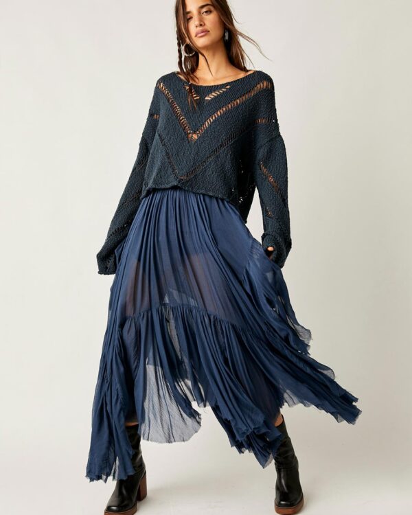 Free People Clover Skirt Dried Indigo