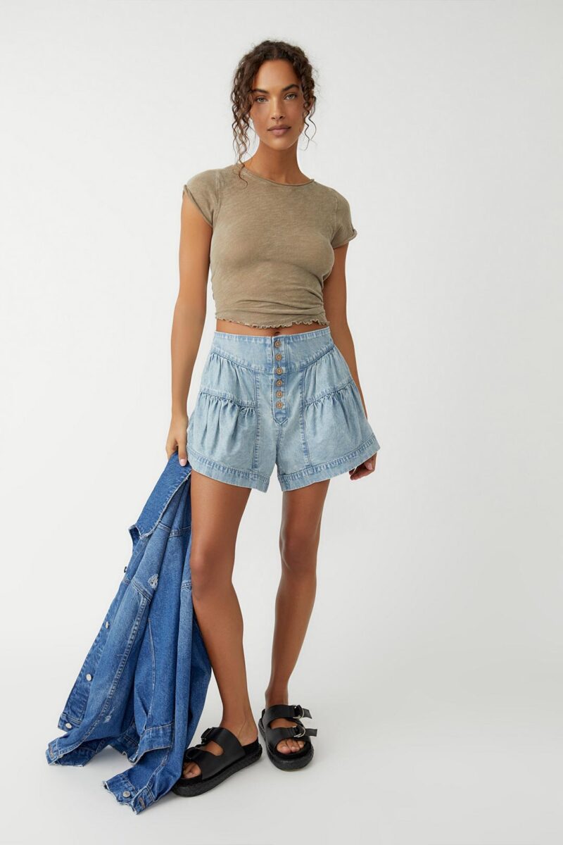 Fleur Denim Shorts Belle Blue Free People